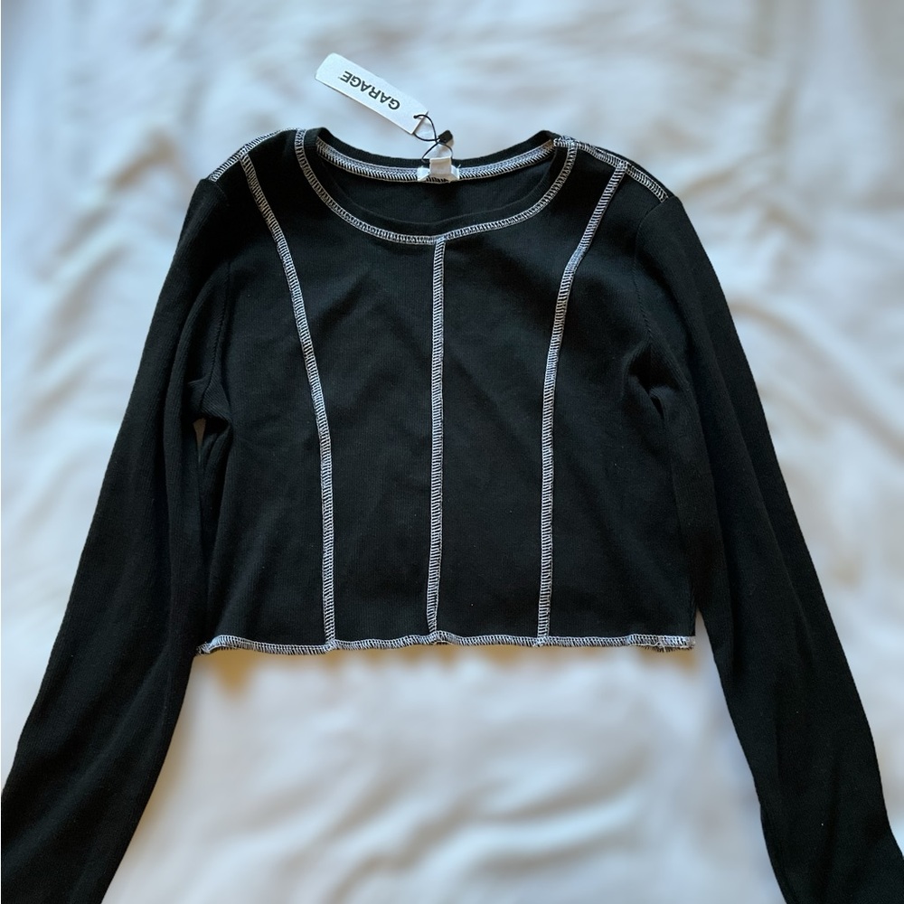 Black Garage cropped long sleeve top